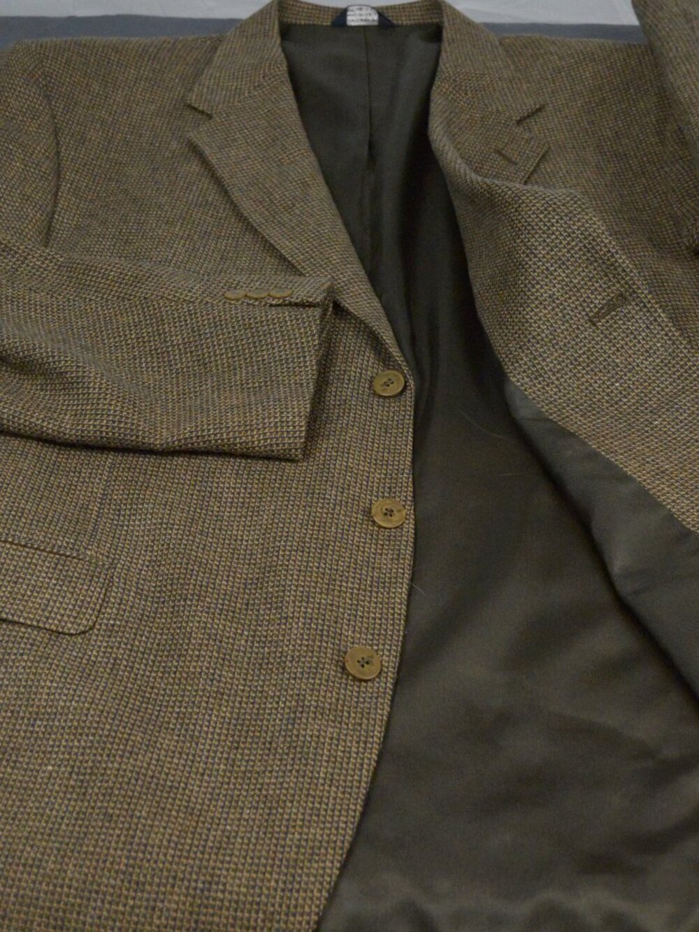 Biella Vintage 100% Wool Brown Tweed Check USA Made Sport Coat -- Size 46R/48R